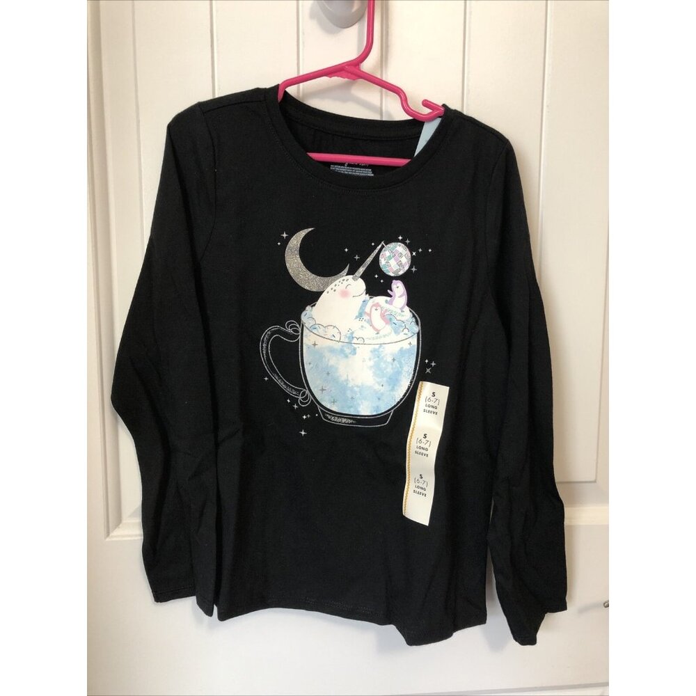 Girl’s Long Sleeve Disco Narwhal And Penguins Graphic Size S (6/7) - Cat & Jack